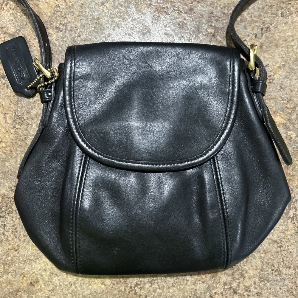 Vintage COACH - C8P- 4108 - Black Leather Shoulder Bag - A Rare Find!